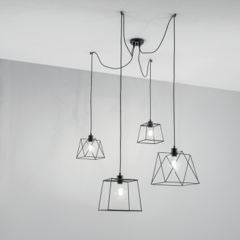 BROOKLYN Polygonalaufhängung Schwarz 4xE27 250 cm