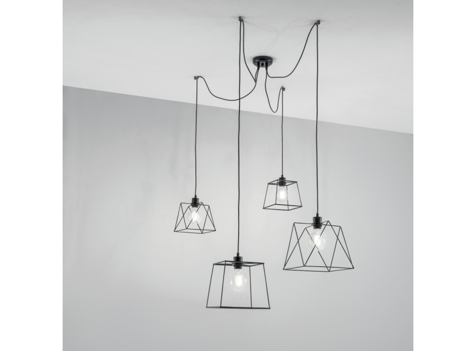 BROOKLYN Polygonalaufhängung Schwarz 4xE27 250 cm