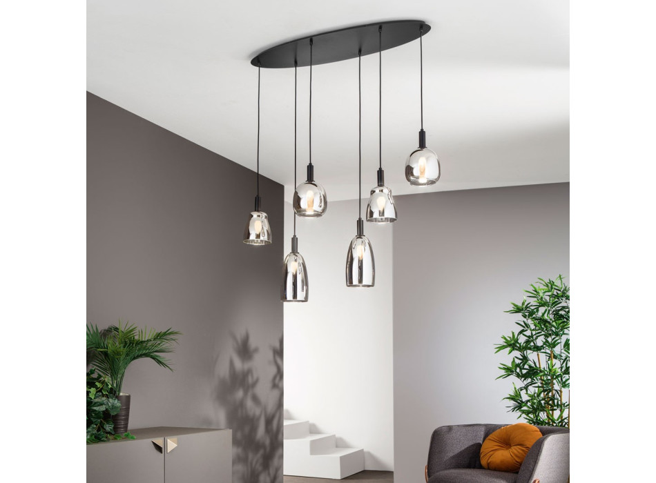 WEIZEN SUSPENSION SCHWARZ 6XE14 101X34X150CM