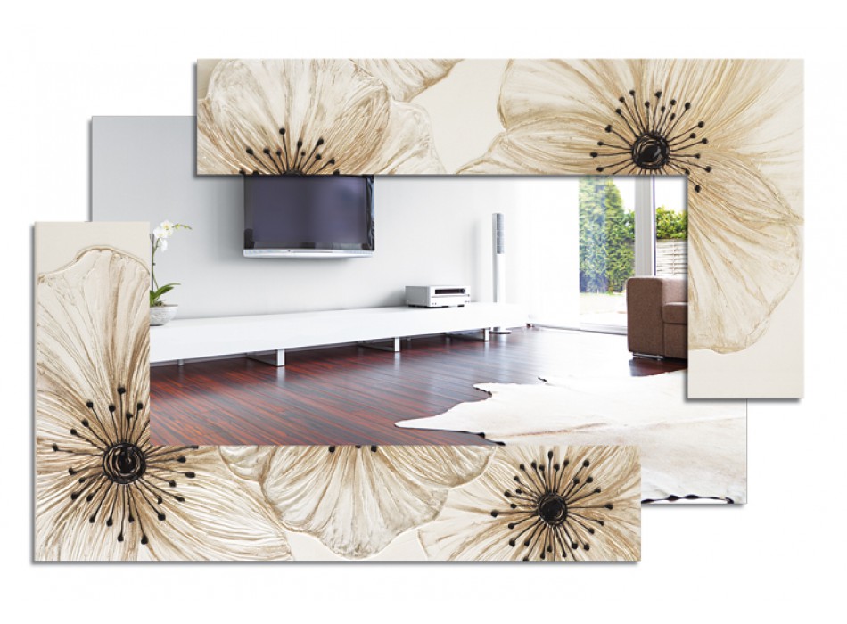 SPIEGEL RECHTECKIG DEKOMPOSIERTES ELFENBEIN PETUNIA P4018 PINTDECOR