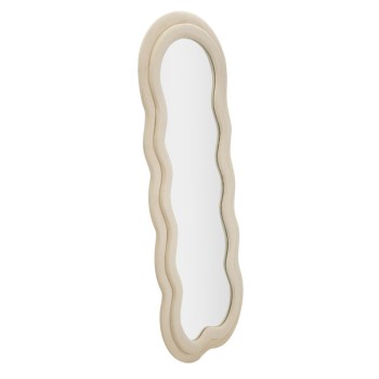 MIKI cremefarbener Samt-Wandspiegel