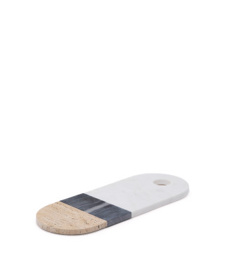 Großes Schneidebrett Nivol aus schwarzem und weißem Marmor und Travertin