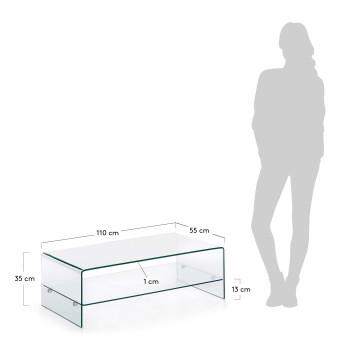 Burano Couchtisch 110 x 55 cm transparent