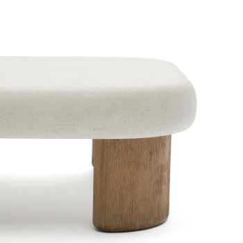Labra Couchtisch aus Beton und Akazienholz, 80 x 80 cm