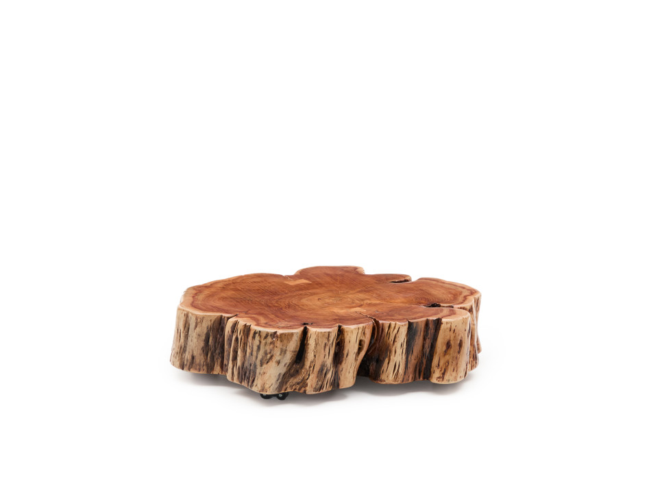 Couchtisch Tavine aus massivem, gebleichtem Akazienholz mit Rollen Ø65 cm