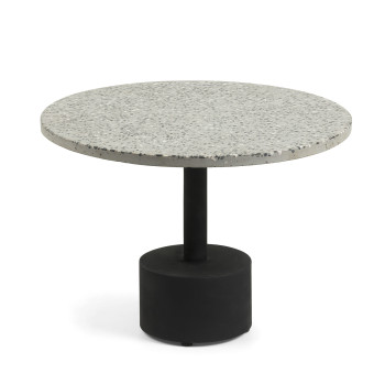 Delano Couchtisch aus grauem Terrazzo und Stahlbeinen in schwarzem Finish, Ø 55 cm