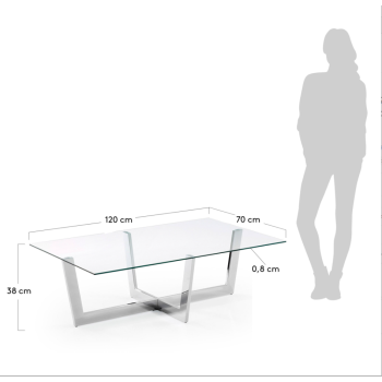 Plam Couchtisch 120 x 70 cm, schwarzes Glas, Fume Grey
