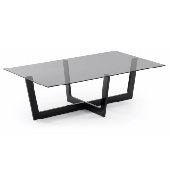 Plam Couchtisch 120 x 70 cm, schwarzes Glas, Fume-Grau