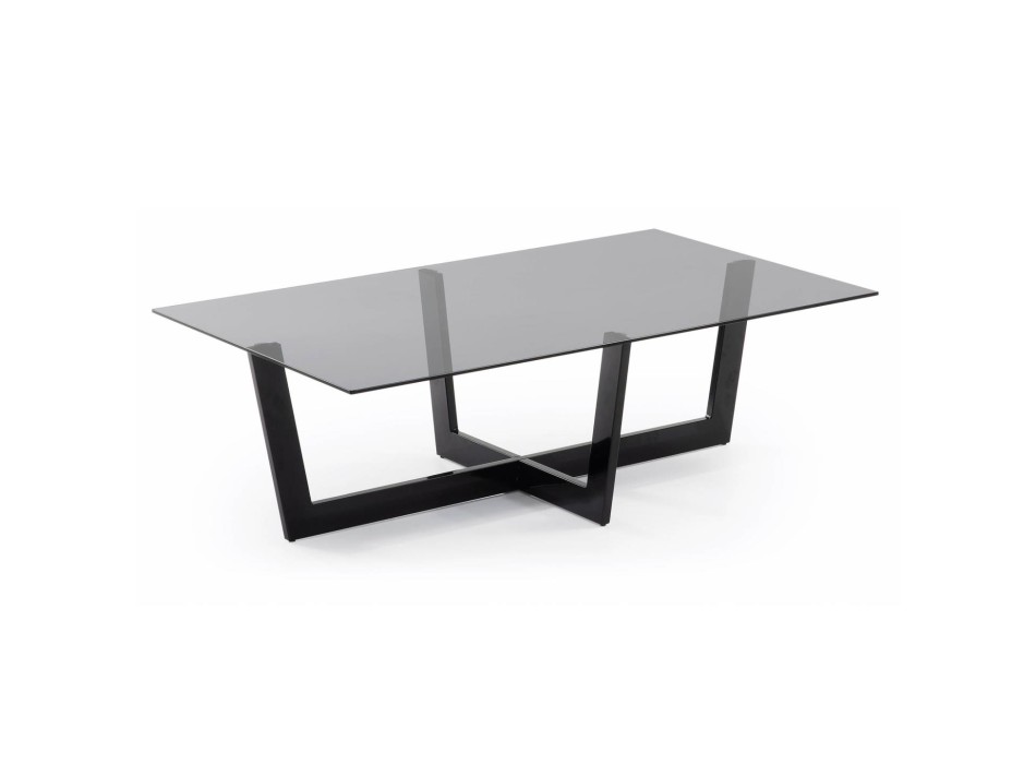 Plam Couchtisch 120 x 70 cm, schwarzes Glas, Fume-Grau