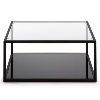 Quadratischer Couchtisch Blackhill 80 x 80 cm aus transparentem schwarzem Glas