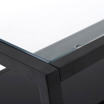 Quadratischer Couchtisch Blackhill 80 x 80 cm aus transparentem schwarzem Glas