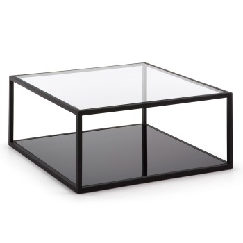 Quadratischer Couchtisch Blackhill 80 x 80 cm aus transparentem schwarzem Glas