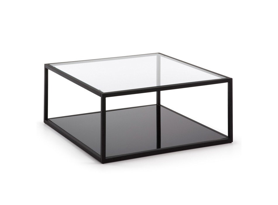 Quadratischer Couchtisch Blackhill 80 x 80 cm aus transparentem schwarzem Glas