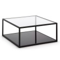 Quadratischer Couchtisch Blackhill 80 x 80 cm aus transparentem Schwarzglas