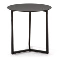 Raeam Couchtisch aus gehärtetem Glas und schwarz lackiertem Stahl, Ø 50 cm, ANGEBOT