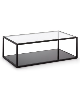 Blackhill rechteckiger Couchtisch 110 x 60 cm, schwarzes transparentes Glas