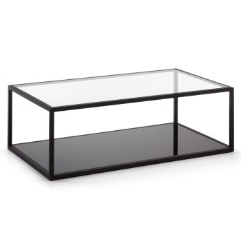Blackhill rechteckiger Couchtisch 110 x 60 cm, schwarzes transparentes Glas