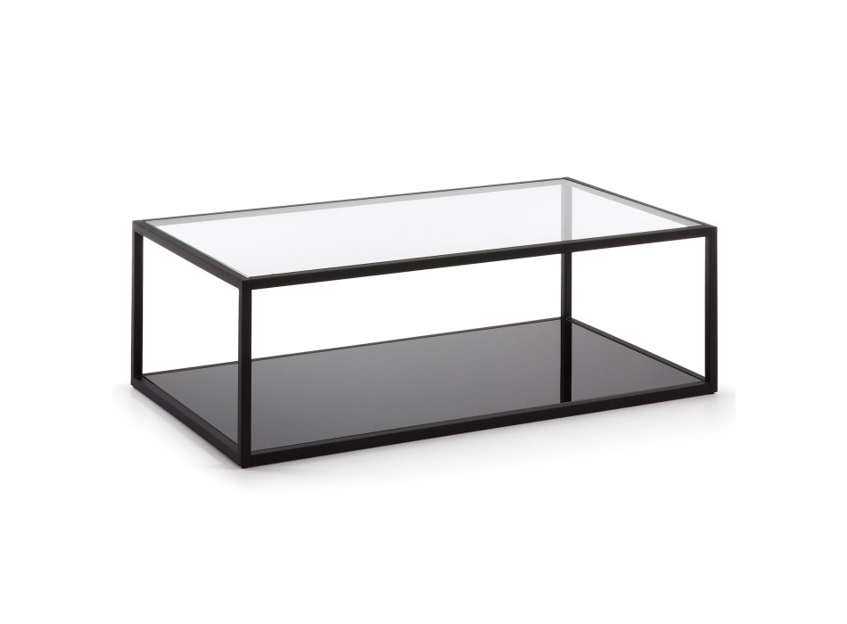 Blackhill rechteckiger Couchtisch 110 x 60 cm, schwarzes transparentes Glas