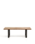 Uxue Couchtisch aus massivem Akazienholz und schwarzen Stahlbeinen, 130 x 64 cm
