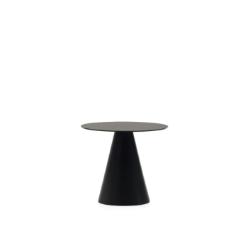 Couchtisch Wilshire aus gehärtetem Glas und schwarz lackiertem Metall, Ø 50 cm