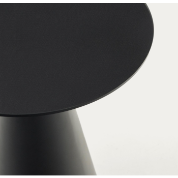 Couchtisch Wilshire aus gehärtetem Glas und schwarz lackiertem Metall, Ø 50 cm