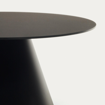 Wilshire Couchtisch aus satiniertem Hartglas und lackiertem Stahl Ø80cm