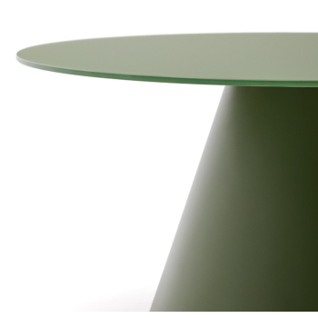 Wilshire Couchtisch aus satiniertem Hartglas und lackiertem Stahl Ø80cm