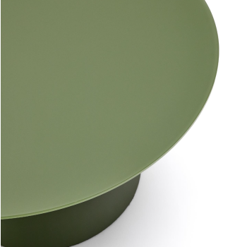 Wilshire Couchtisch aus satiniertem Hartglas und lackiertem Stahl Ø80cm