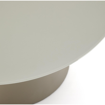 Wilshire Couchtisch aus satiniertem Hartglas und lackiertem Stahl Ø80cm