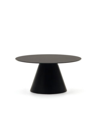 Wilshire Couchtisch aus satiniertem Hartglas und lackiertem Stahl Ø80cm