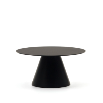 Wilshire Couchtisch aus satiniertem Hartglas und lackiertem Stahl Ø80cm