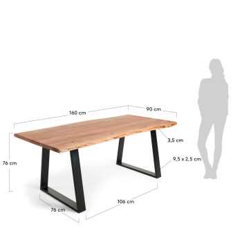 Alaia-Tisch aus massivem Akazienholz mit natürlichem Finish
