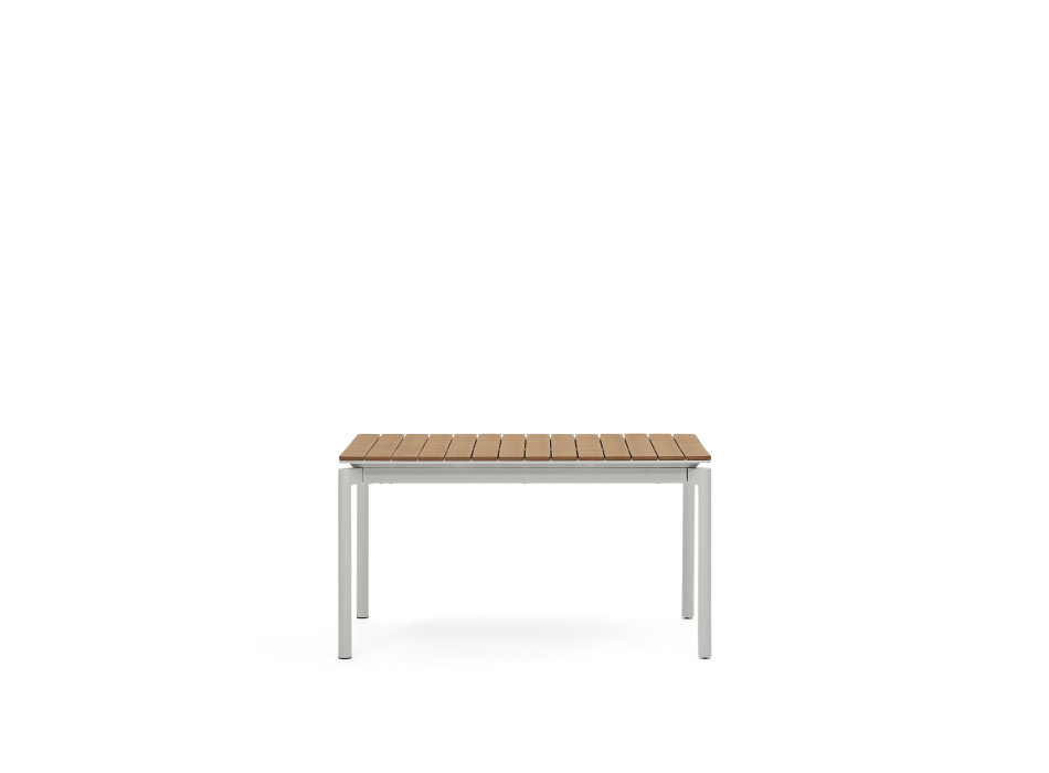 Canyelles ausziehbarer Gartentisch aus Verbundholz und hellgrauem Aluminium 140 (200) x 90 cm