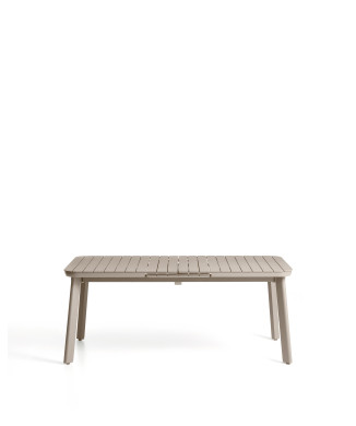 Ausziehbarer Gartentisch Izola aus Aluminium mit taupefarbener Oberfläche, 185 (235) x 100 cm
