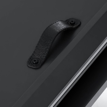 Theone ausziehbarer Tisch aus Glas und Stahlbeinen mit schwarzem Finish 160 (210) x 90 cm