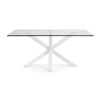 Argo-Tisch aus Glas und Stahlbeinen mit transparenter Oberfläche, 180 cm