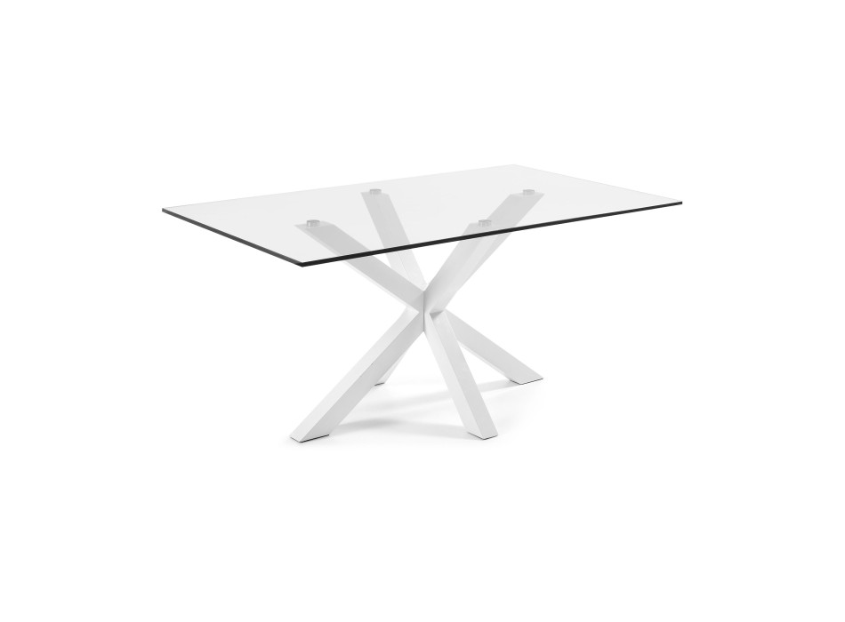 Argo-Tisch aus Glas und Stahlbeinen mit transparenter Oberfläche, 180 cm