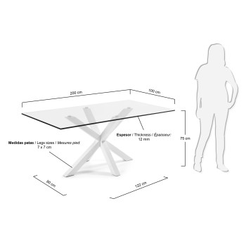 Argo-Tisch aus Glas und Stahlbeinen mit transparenter Oberfläche