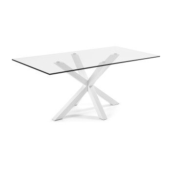 Argo-Tisch aus Glas und Stahlbeinen mit transparenter Oberfläche