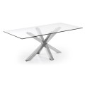 Argo Tisch aus Glas und Edelstahlbeinen 160 cm