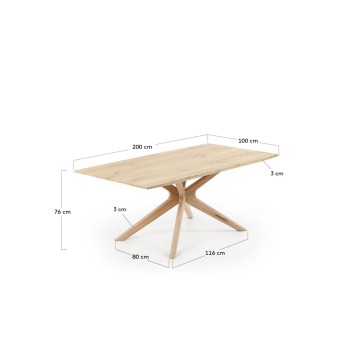 Armande Tisch aus Eichenfurnier mit verblasstem Finish, 0 x 100 cm aus Holz