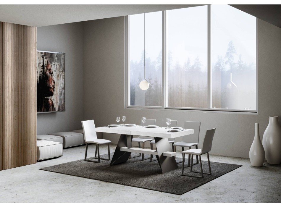 Baita Tisch - Ausziehtisch 90x160/264 cm Baita Weißesche Gestell Anthrazit