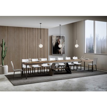 Baita Tisch - Ausziehtisch 90x180/440 cm Baita Weiße Esche Anthrazit Gestell