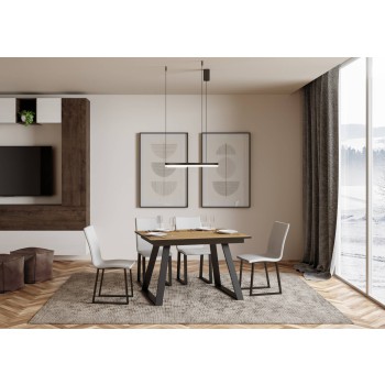 Bernadette Tisch - Ausziehtisch 90x120/180 cm Bernadette Weißesche Anthrazit Gestell