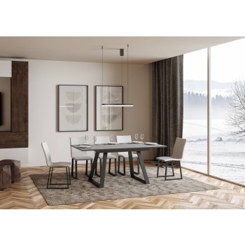 Bernadette Tisch - Ausziehtisch 90x120/180 cm Bernadette Weißesche Anthrazit Gestell