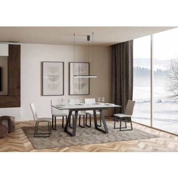 Bernadette Tisch - Ausziehtisch 90x120/180 cm Bernadette Weißesche Anthrazit Gestell