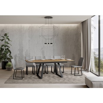 Bernadette Tisch - Ausziehtisch 90x160/220 cm Bernadette Weißesche Anthrazit Gestell