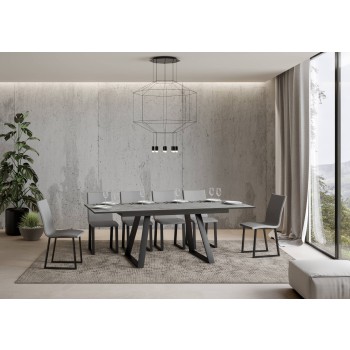 Bernadette Tisch - Ausziehtisch 90x160/220 cm Bernadette Weißesche Anthrazit Gestell