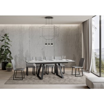 Bernadette Tisch - Ausziehtisch 90x160/220 cm Bernadette Weißesche Anthrazit Gestell