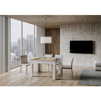 Bibi Table - Ausziehbarer Tisch 90x120/180 cm Bibi Mix mit Spatula White-Platte und Spatula Anthrazit-Basis